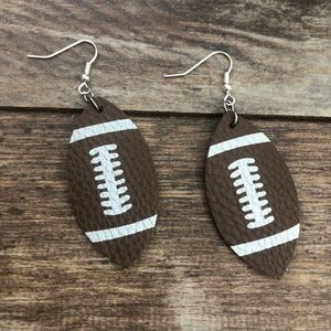 faux leather double sided football earrings